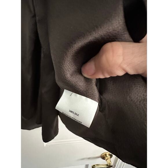 Eileen Fisher Women's Peat Brown Hammered Silk Satin Open Front Jacket Size PL - Picture 3 of 7